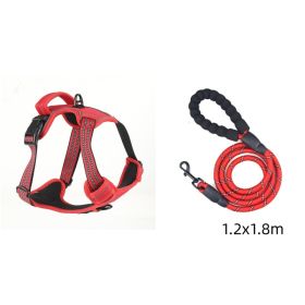 Dog Harness No Pull Breathable Reflective Pet Harness Vest (Option: Red set-L)